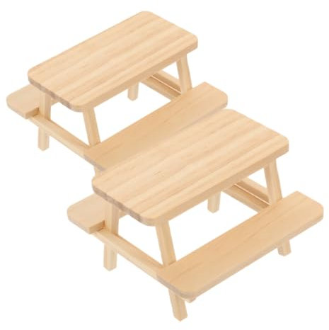 2 Stücke Miniatur Tisch Holz Stuhl Holz Möbel Platzsparende Für Puppenhaus Dekorationen