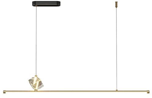 Luz colgante , Lámpara colgante de cristal moderna con tira de latón V-intage for el hogar LED regulable lámpara suspendida mesa de comedor interior isla de cocina lámpara colgante de techo ajustable