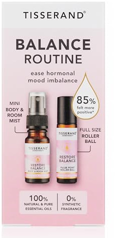 Tisserand Balance Routine Kit - Mini Mist & Roller Ball | Rose, Geranium, Clary Sage Blend, Aromatherapy Gift Set, 100% Natural Pure Essential Oils, Quality, Certified Vegan