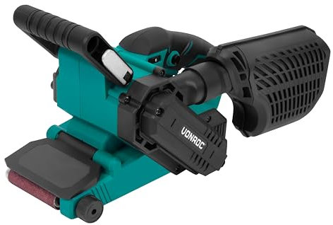 VONROC Ponceuse à bande 710W - Comprend 6 bandes abrasives - vitesse variable : 120-380 r/min - Comprend un bac de récupération de poussières robuste - convient aux bandes abrasives de 75x457mm
