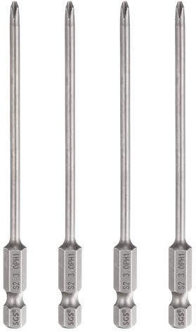 sourcing map 4 punte per cacciavite Phillips PH1 da 1/4, codolo esagonale da 100 mm, lunghezza 0,3 cm, punte magnetiche a croce in acciaio S2, cacciavite industriale per utensili elettrici, grigio