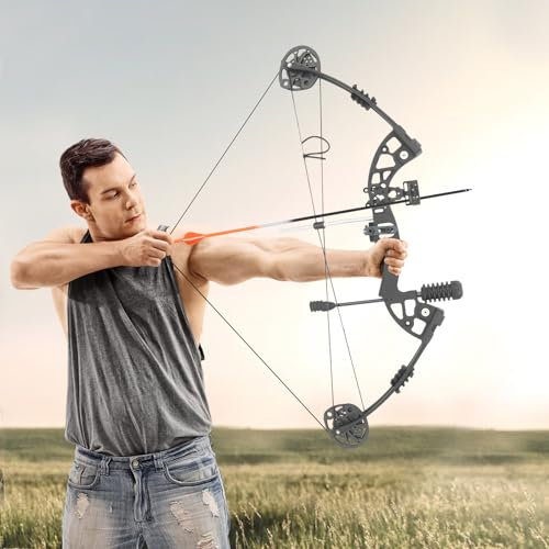 Profil Compoundbogen Set Pfeil und Bogen Set 30-60lbs Erwachsene Einstellbar Jagdbogen Kit mit 12 Pfeile Tragetasche Für Outdoor-Wettbewerbe Zielübungen