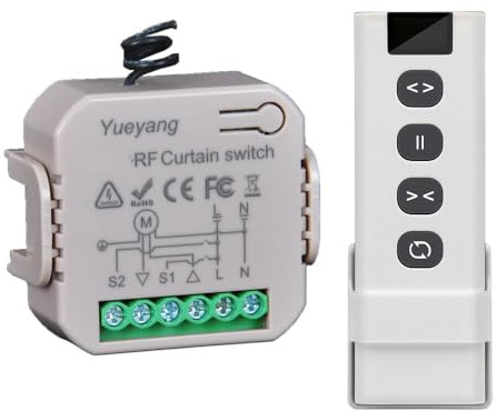 Yueyang Steuerungsset für Rollläden, intelligenter kabelloser Schalter zum Selbermachen mit Fernbedienung und RF-Receiver-Modul, kompatibel mit Rollläden, Vorhängen, Sonnensegeln (1)