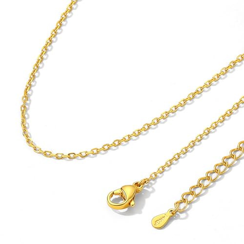 ChainsHouse Chaîne en Acier Inoxydable Chaîne Rolo pour Femmes Collier 1,4 mm Chaîne de Pois pour Femmes 61cm Femmes Chaîne à Maillons Fins Bijoux de Mode