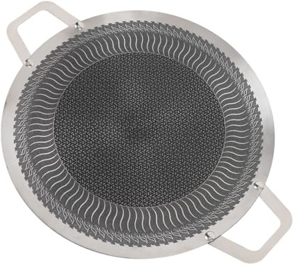 Fabater Pan de Parrilla Coreana de Acero Inoxidable Pan de Barbacoa Redonda de Parrilla con Manijas Duales para Cocinar Conveniente para la Estufa de Inducción (34 cm)
