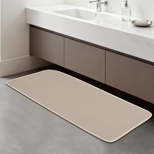 Gugxiom Alfombra de baño, 40 x 120 cm, alfombrilla de baño grande con parte trasera de goma antideslizante, superficie tejida, lavable. Adecuado para baños, zonas de ducha y lavanderías