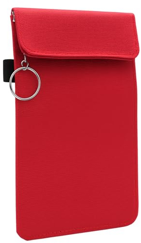 Faraday Tasche Handy & Autoschlüssel - Anti Tracking Handytasche 10×18 cm - RFID & Keyless Go Schutz - EMF Shielding Signalblocker Hülle gegen Funk, GPS & WLAN - Smartphones bis 6,9 - Rot