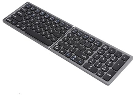 BONKZEBU Teclado Inalámbrico Plegable Ultrafino, Portátil de Tamaño Completo con Teclado Numérico para iOS, Funciona sobre la Marcha (Gris Hierro)