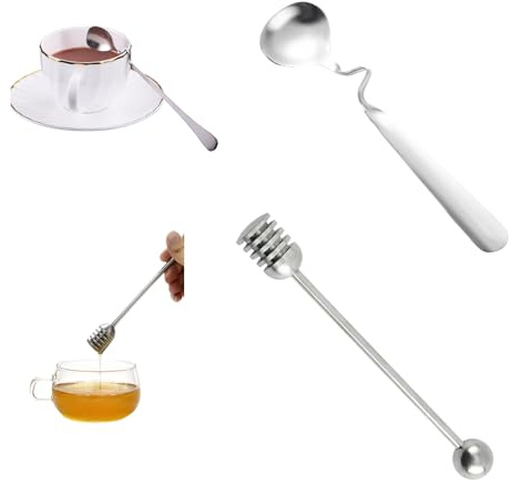 2PCS Honiglöffel Edelstahl,Edelstahl Honiglöffel,Hängender Marmelade Löffel | Für Honig, Joghurt, Sirup, Ideal Als Honey Spoon, Praktischer Marmeladenlöffel Glas,Rührlöffel Rührer Gerader Griffstab