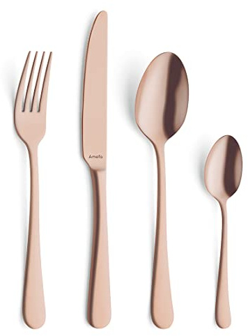 AMEFA AUSTIN Besteck Set 8 Personen (kupfer) | 32-teilig | PVD-veredelt | mattiertes Besteckset 8 Personen aus rostfreiem Edelstahl 18/0 in Kupferfarbe