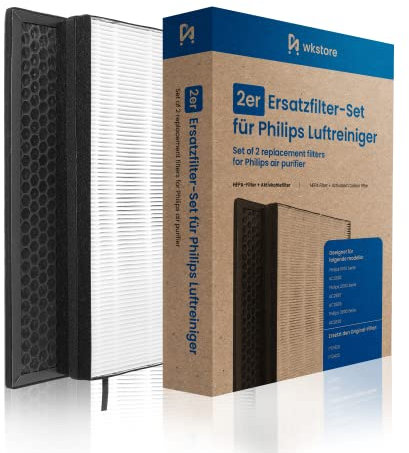 wkstore Juego de filtros de repuesto compatibles con Philips AC2889, AC2887, AC2882, AC3829/10, Serie 2000 2000i, purificador de aire HEPA + filtro de carbón activo para Philips FY2420/30, FY2422/30