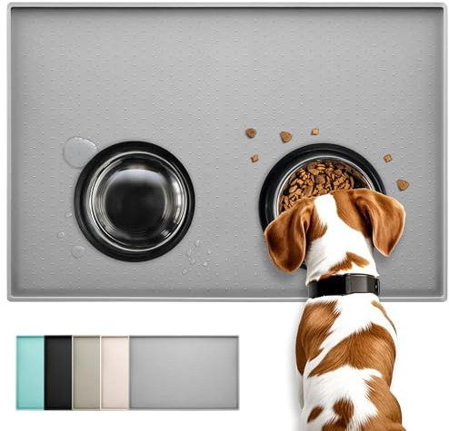 Conlun Tapis de Nourriture pour Chien et Chat de Silicone, Design antidérapant, Bord surélevé pour éviter Que l'eau ou la Nourriture ne se renverse, Passe au Lave-Vaisselle, Facile à Nettoyer
