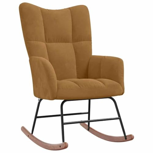 vidaXL Schaukelstuhl Relaxstuhl Schaukelsessel Schwingsessel Ruhesessel Relaxsessel Schwingstuhl Polsterstuhl Polstersessel Sessel Braun Samt