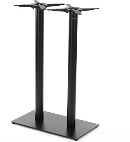 Dublino Premium Doppel-Stehtischgestell - PJ6592/110 | schwarz | Höhe 108 cm | Bodenplatte 75x40 cm | max. Tischplattengröße 120x70 cm | runde Stahlsäulen | Ideal für Stehtische