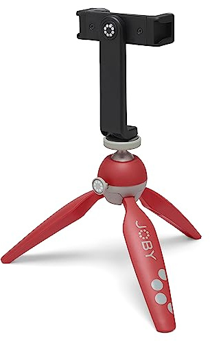 JOBY HandyPod 2 Kit, Table Top Tripod with GripTight 360 Phone Mount and Pin Joint Mount, Phone Tripod for Smartphones, Action Cam and Mirrorless Cameras or Devices up to 1.0Kg (2.2lbs), Red