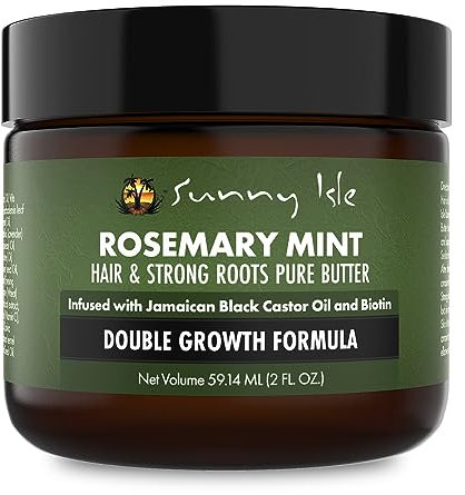 Sunny Isle Rosemary Mint Hair and Strong Roots Butter 2oz, Infused with Biotin & Jamaican Black Castor Oil, Dry Scalp, Split Ends & All Hair Types
