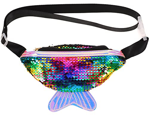 VALICLUD Outdoor-Sport-Gürteltasche Mit Pailletten Fischschwanz-Form Leichte Hüfttasche Für Wandern Joggen Camping Und Spazierengehen Modische Und Praktische Bauchtasche Für Damen Und Herren