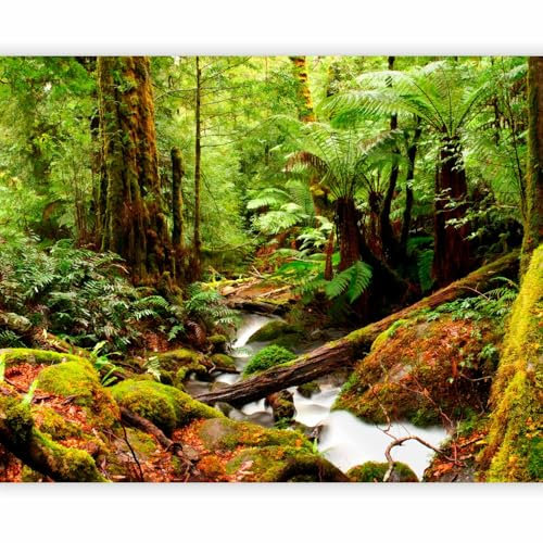 murando Fototapete selbstklebend Wald 196x154cm - Foto Tapete Tapetenfolie Möbelfolie Wandverkleidung Wandtapete Motivtapeten Bildtapete Wohnzimmer 3d Effekt Modern Natur Wasserfall Bäume Felsen