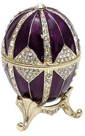 Brillibrum Joyero de diseño con forma de huevo chapado en oro, esmaltado, hecho a mano, color lila, M: 6 x 4,5 cm (alto x diámetro))