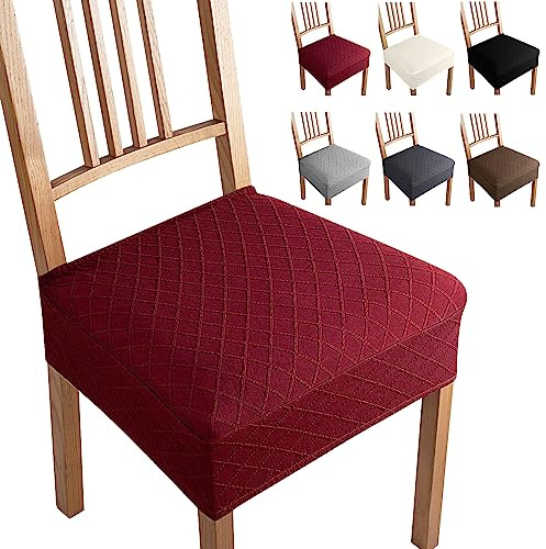 Eozakavod Jacquard Esszimmerstuhlbezüge 4er Set - Universale Stretch-Sitzbezüge abnehmbar & waschbar für Küche, Hotel, Party (Set of 4, Bordeaux-B)