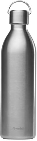 Qwetch - Trinkflasche 1L Edelstahl Active - Thermosflasche aus 90% recyceltem Inox - 24h Kalt & 12h Heiß - Isolierflasche, Auslaufsicher, BPA-frei & Kompakt