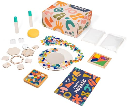 Sculpd Kids Pottery Mosaic Kit for Mirror, Trinket Pot and Coaster, Age 4-6