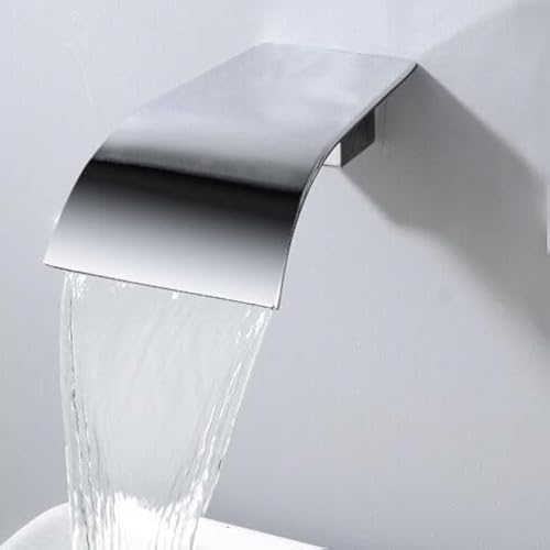 Chrome Waterfall Spouts, Herdely High Flow Waterfall Bathtub Faucet Spout, Wall Mount Tub Filler Sprayer, Replacement Shower Spout Attachment for Vessel Sink/Bathroom