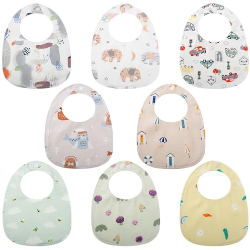 Lanjue 8 Packs Baby Bandana Dribble Bibs, Soft Cotton Baby Teething Bibs