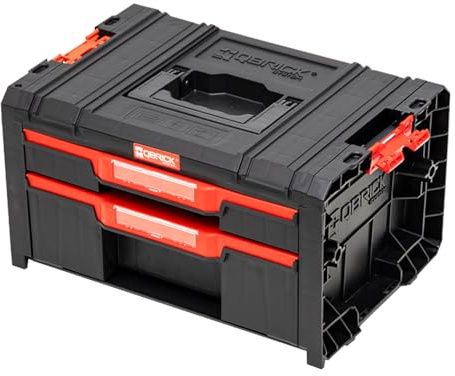 Qbrick Werkzeugschrank Schubladenschrank - 45 x 32 x 24,5 cm PRO Drawer 2 Modularer Werkzeugkasten mit 2 Schublade