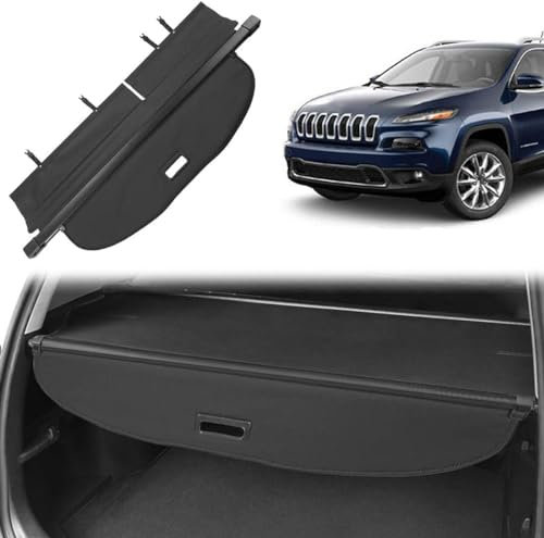 TAKENE Laderaumabdeckung Ausziehbar Kofferraumabdeckung Rollo für Jeep Cherokee Ⅴ SUV 2014-2018 (Aufgerüstet - Faltbar - Erhöhte Tragfähigkeit)
