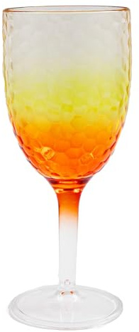 Carousel Home Orange Ombre Plastic Wine Glass | Reusable Plastic Wine Glass Goblet Garden Picnic Glass Wine | Reusable Drinkware Outdoor Wine Glass