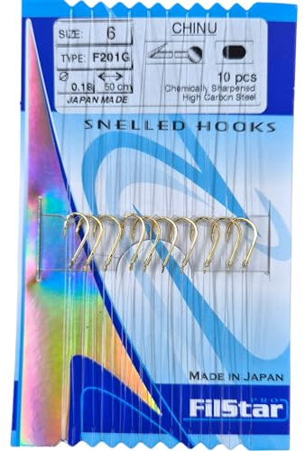 PRO FILSTAR Angelhaken Set 10Stk N6 - Vorfach Mono Angelschnur DIA0,18mm | 50cm, Gebundene Haken - Karpfenangeln - Karpfen Angeln Zubehör - Karpfenhaken - Straight Carp Fishing Hook – Angelzubehör