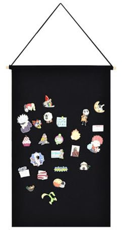 Bustlwor Emaille Pin Wall Display Banner, Baumwolle Hanging Banner mit Holzaufhänger für Display Pins für drinnen, Babyparty, Hochzeit, Abschlussfeier