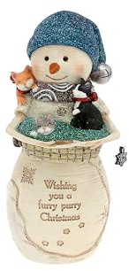 Pavilion Gift Company - Furry Purry - 5 Hand Painted Resin The BirchHearts Collectible Snowman Figurine Decorative Holiday Christmas Decor Statue Kitten Kitty Feline Cat Lover
