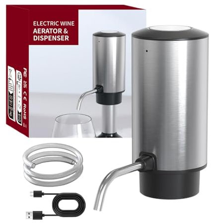 Electric Wine Dispenser, Automatic Liquor Dispenser, Wine Decanter Pump, Electric Wine Pump for Bottles, Smart Decanter with Silicone Tube Usb Rechargeable for Wine Bottles
