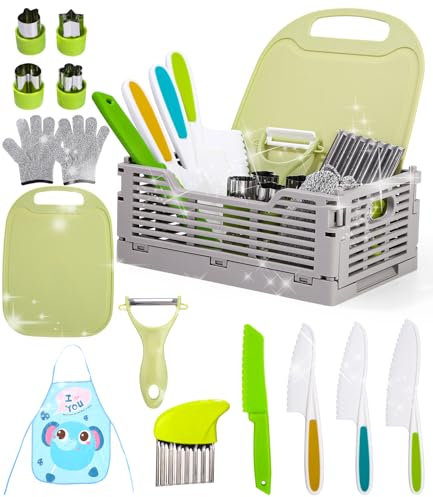 Azyvum 15 Pezzi Coltelli da Cucina per Bambini Set Coltelli da Cucina in Plastica Colorati Coltello Bambini per Tagliare e Cucinare Verdura Frutta，Regali per Bambini