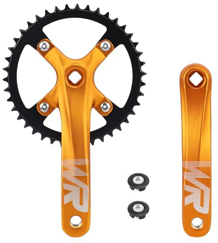 MEGHNA Set di manovella per bicicletta 170mm Guarnitura a 42 denti Universale per bici a velocità singola e 6/7/8/9/10/11 velocità, MTB BMX bici da corsa (Oro)