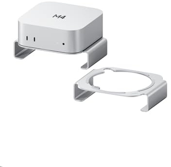 Hagibis Mac Mini M4 Stand Horizontal Aluminum Alloy Cooling Desk Riser | Premium aluminum horizontal cooling base custom molded for Mac Mini M4 Pro with bottom air vents & anti-scratch silicone.