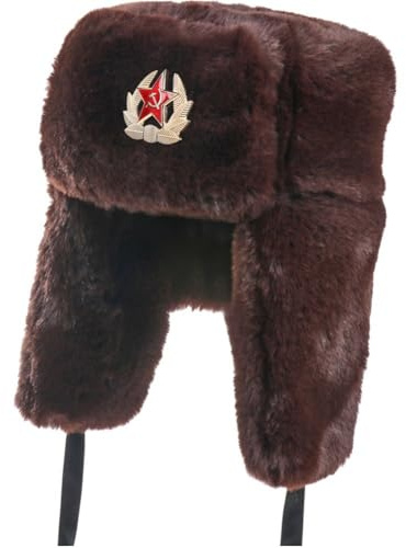 Zghhc Sowjetische Militärabzeichenmütze, Bombermütze, Unisex-trappermütze, Outdoor-wintermütze Ohrenklappen, Plüsch-jagdmütze Zum Skifahren Oder Für Den Täglichen Gebrauch