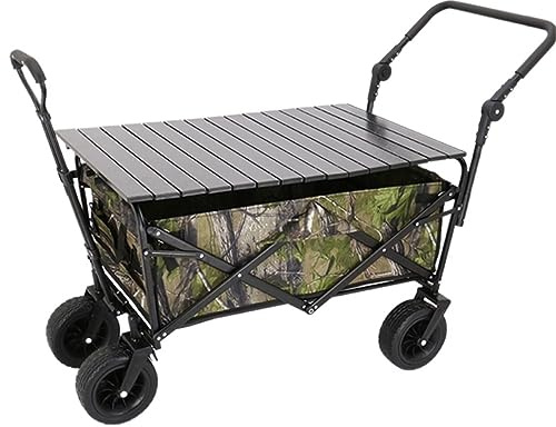Wagon Cart Garden Wagon Folding Wagon Outdoor Folding Utility Wagon with Table Folding Wagon Cart Utility Garden Trolley Rolling Shopping Trolley Camping Wagon