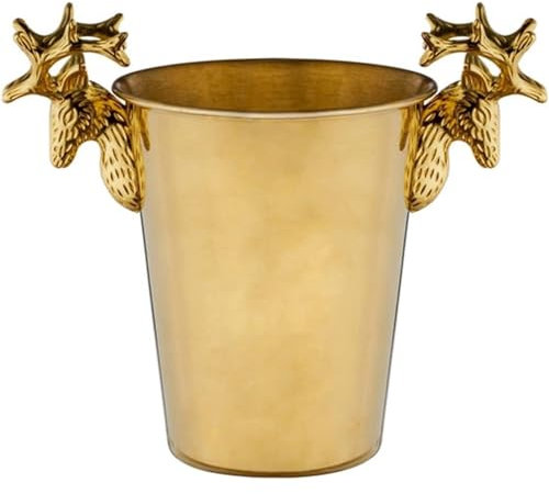 QWPYDXN Sektkübel Hirschkopfdesign Ice Bucket Edelstahl -Eiscontainer Chilling Bier Champagner und Wein 3/5l Getränkeeimer Barzubehör