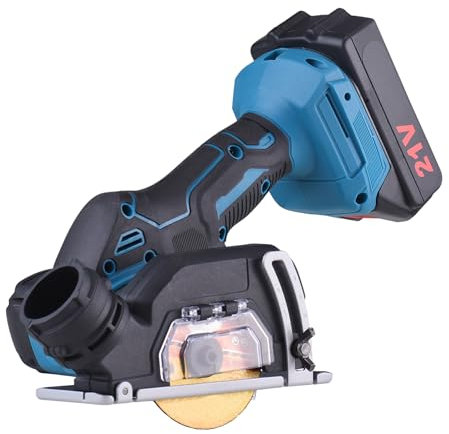 Juroupi Juroupi Cordless Circular Saw, 3 Inch Handheld Angle Grinder Kit, Rechargeable Cut Off Tool for Cutting Metal Wood Tile Marble (3-Inch Single-Handed Circular Saw 2 Batteries (UK)