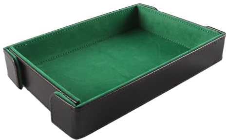 Enwye Magnetisches, Faltbares Würfeltablett, Rechteckiges Rolltablett, PU-Leder, Faltbarer Halter, Aufbewahrungsbox Für D&D-RPG-Würfelspiele (grün)