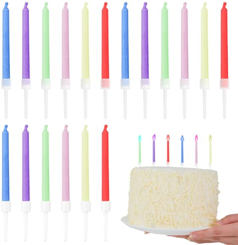 18 Bougies avec Flamme Colorée Bougies colorées pour gâteau d'anniversaire,fête anniversaire,fontaine à gâteau,bougie magique,bougie de fête 6 x 0,5 cm