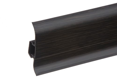 Mon Mobilier Design Lot de 10 Plinthes goulotte passe-câble PVC 59 mm - 1,10 m avec angles, raccords et butées Wenge noir