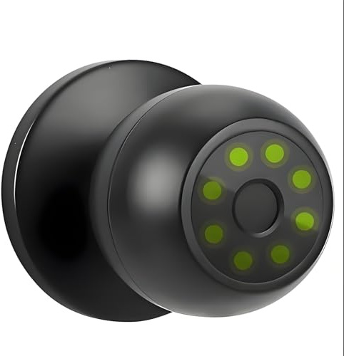 BOGJFC Cerradura Inteligente con Huella Dactilar, Bluetooth y Teclado, Compatible con Tuya, diseño esférico, silenciosa, for Puertas de Apartamentos, hoteles y Habitaciones.