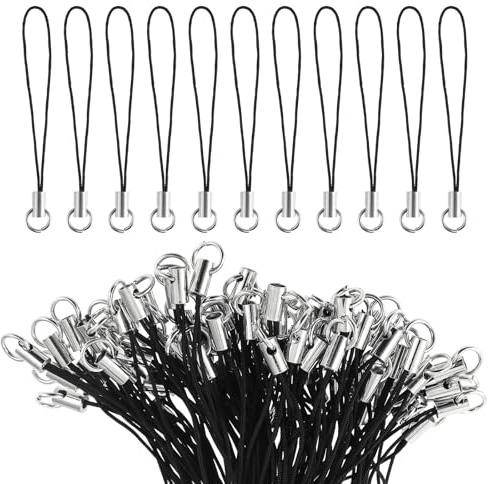 100Pcs Phone Charm Kit,Keychain String,Thread Keychain Cell Phone Charm String Split Ring Strap Detachable Ring Strap Cords DIY Lanyard Decorations for Hanging Charms USB Drive Keychains Keyring