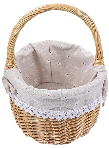 FUTUREORYY in Vimini Mano Piccolo Portaoggetti Decorativo per Picnic Feste e Matrimoni Cesta Resistente e Versatile