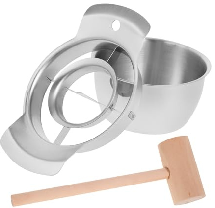 FUNNETOYU Pelador y Desecador de Granada Acero Inoxidable con Cuenco y Martillo de Madera Antideslizante Herramienta Manual para Cocina
