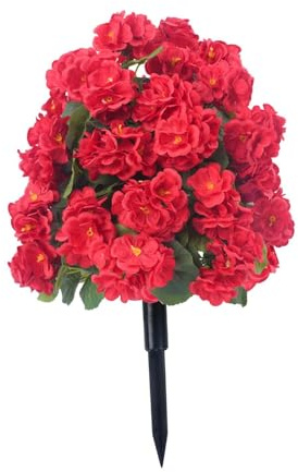 PawwJoy Ramo de flores artificiales de begonia con estacas para decoración de bodas, hogar, oficina, 35 x 55 cm, color rojo